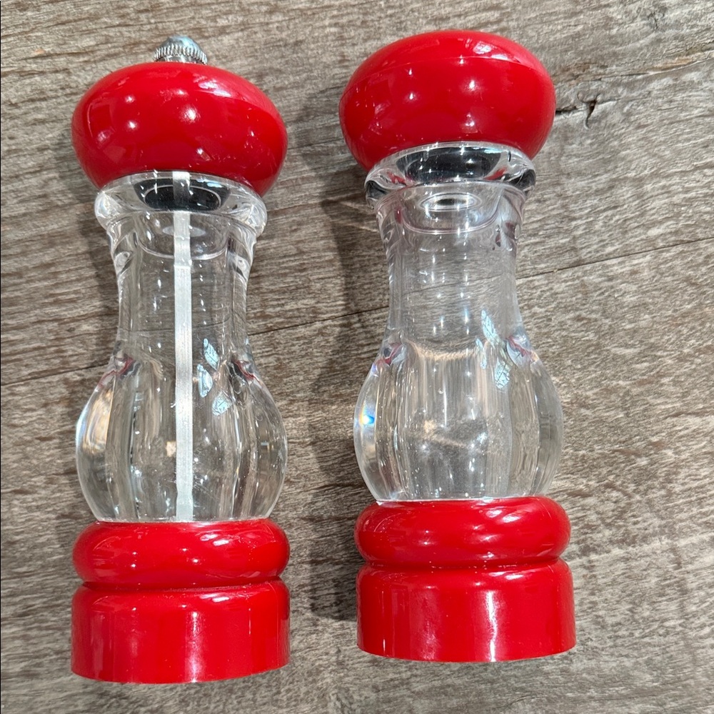 Red and Clear Salt and Pepper Shakers